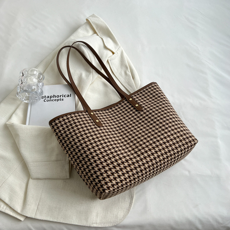 High Capacity Top Handle Bags For Women High Quality Houndstooth Shoulder  Shopper Bags - Bags & Luggage - Temu Germany
