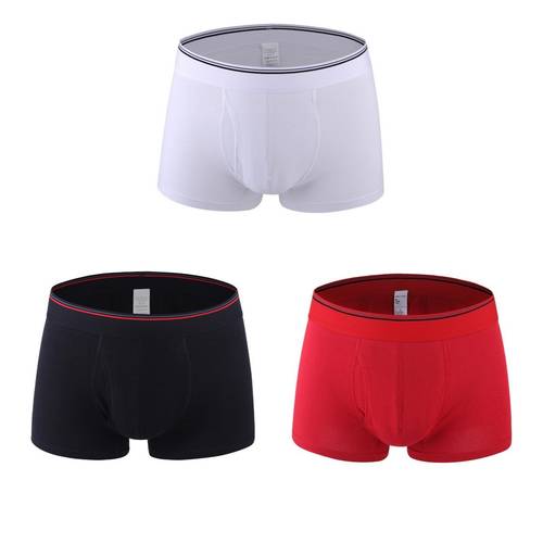 3pcs Men's Solid Color Cotton Boxer Pants