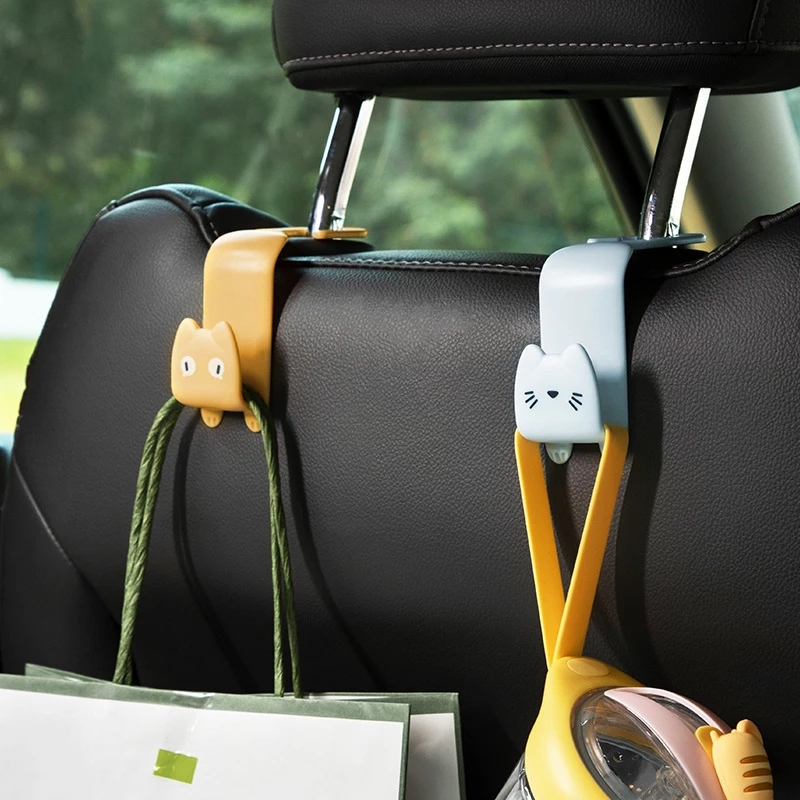 Universal Multifunctional Car Vehicle Back Seat Headrest Mobile Phone  Holder Hanger Holder Hook For Bag Purse Cloth Grocery (black Set Of 2)