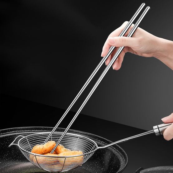 2 Pairs of 304 Stainless Steel Long Chopsticks Hot Pot Chopsticks