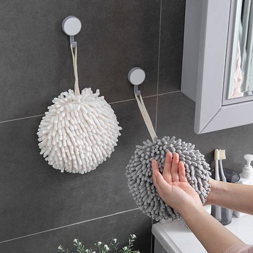 1pc Hanging Chenille Hand Ball Absorbent Quick Drying Towel