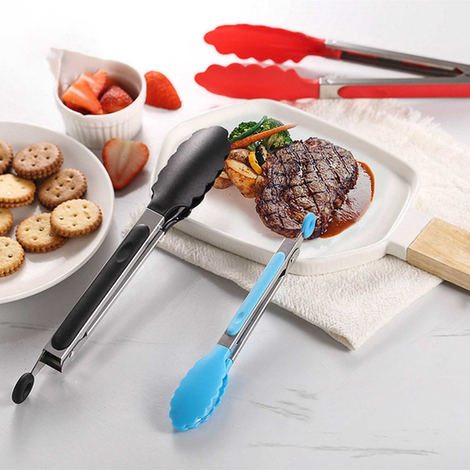 Silicone Food Clips, Silicone Kitchen Tongs, Serving Tongs For Cooking,  Non--slip Clip, High Heat Resistant To 480°f, Stainless Steel Metal Food  Tongs With Non-stick Silicone Tips, Kitchen Tools, Kitchen Supplies - Temu