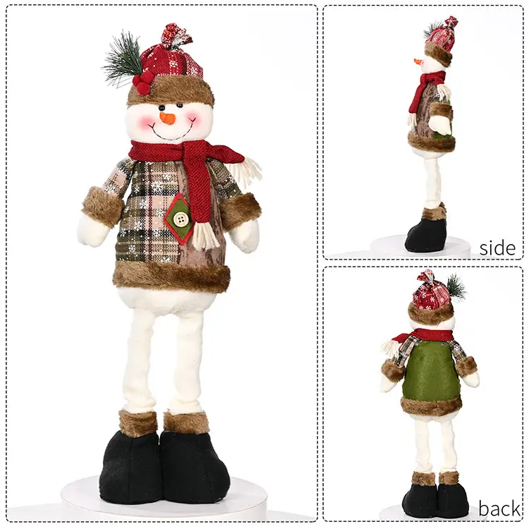 standing christmas doll ornaments with retractable legs santa claus snowman rudolph table desk christmas ornament details 3