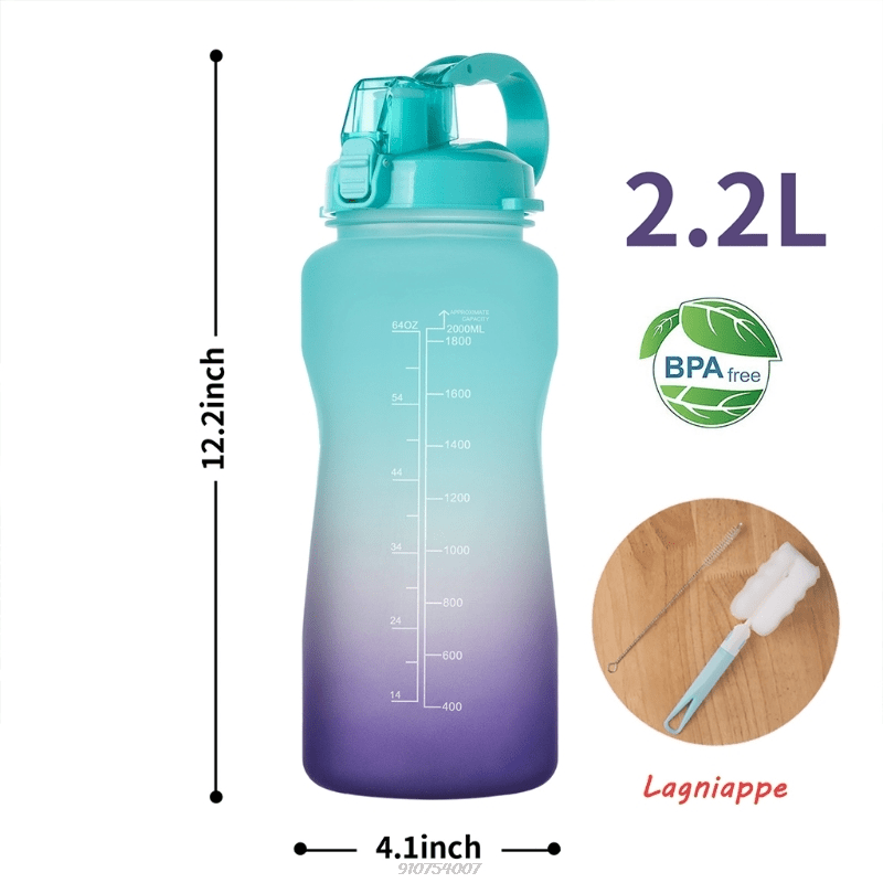 NC Botella deportiva de 1,5 litros, sin BPA, antigoteo, unisex para correr,  ciclismo, trabajo y gimnasio, botella de agua con indicador mililitro