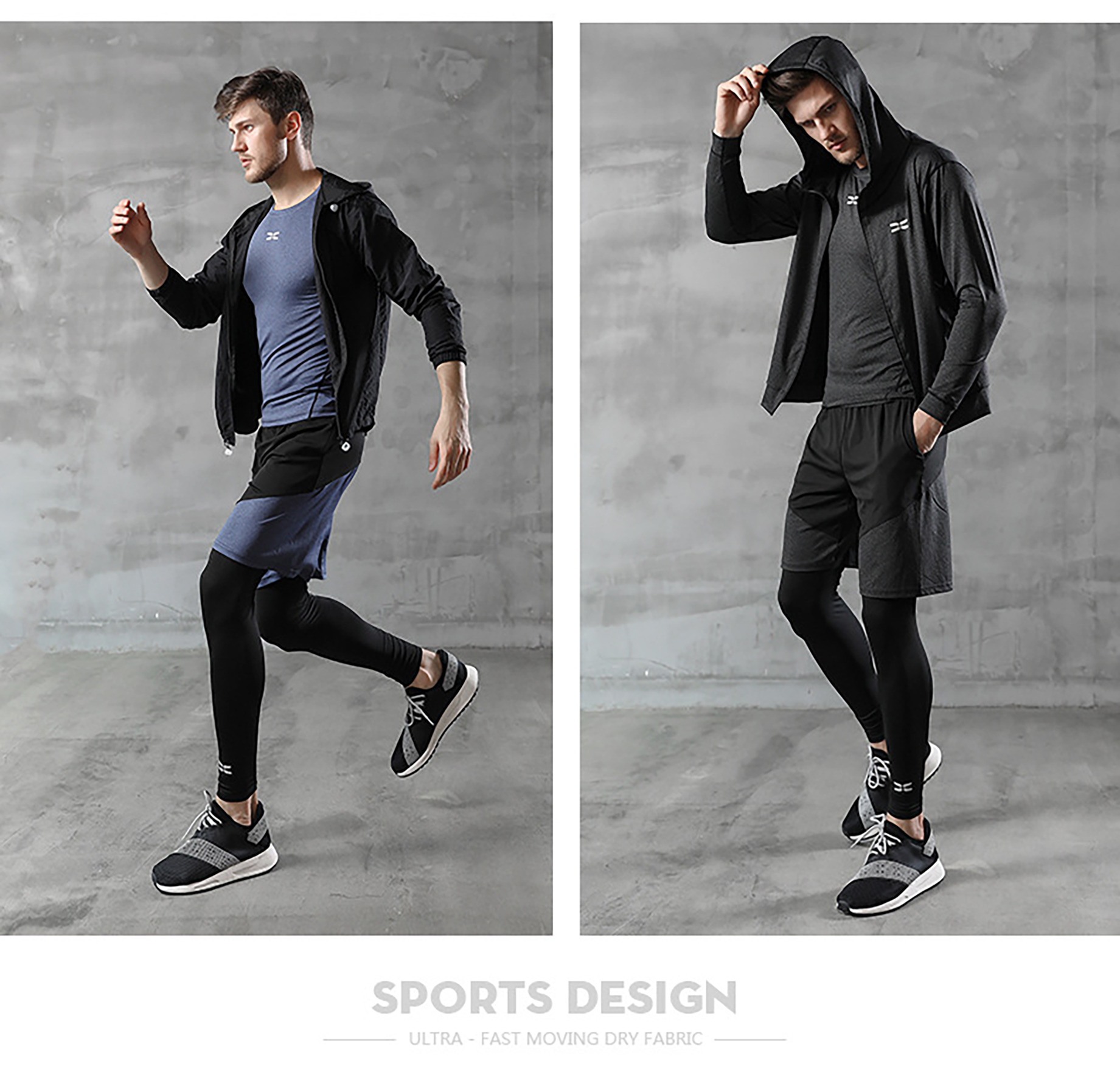 Men's Sportswear Base Layer Leggings Shirt Jacket Shorts Set - Temu