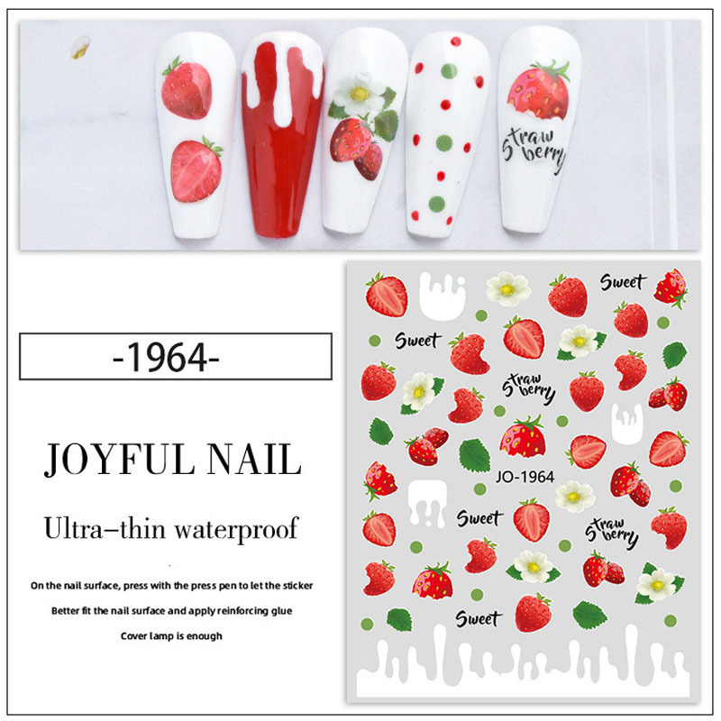 nail stickers 6 sheet nail art summer nail decals for woman kids girls cute and lovely nail stickers details 2