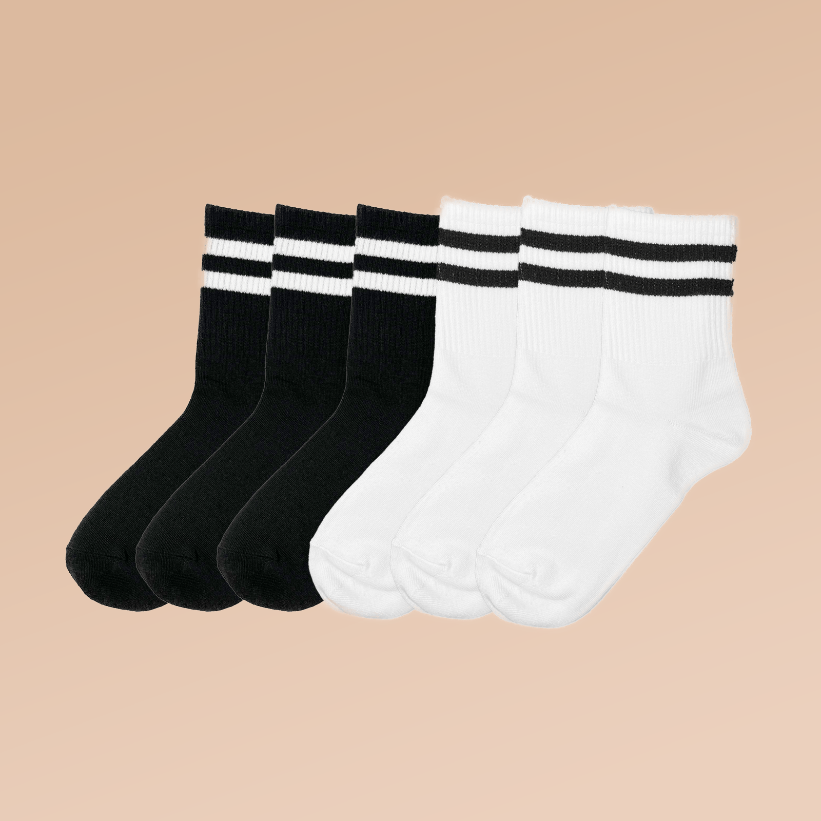 1 par de calcetines de mujer blancos y negros, calcetines de tubo
