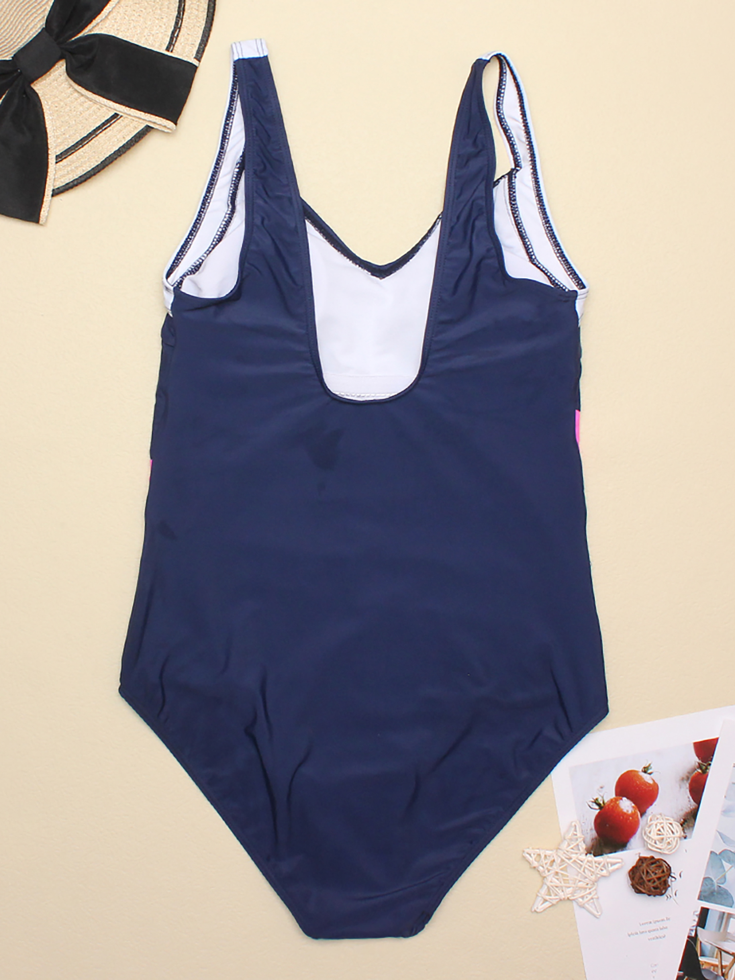 Colorful Tummy Control Swimsuit, Scoop Neck One-piece Bathing Suit, Stripe  & Polka Dot Design, Women's Shapewear & Swimwear