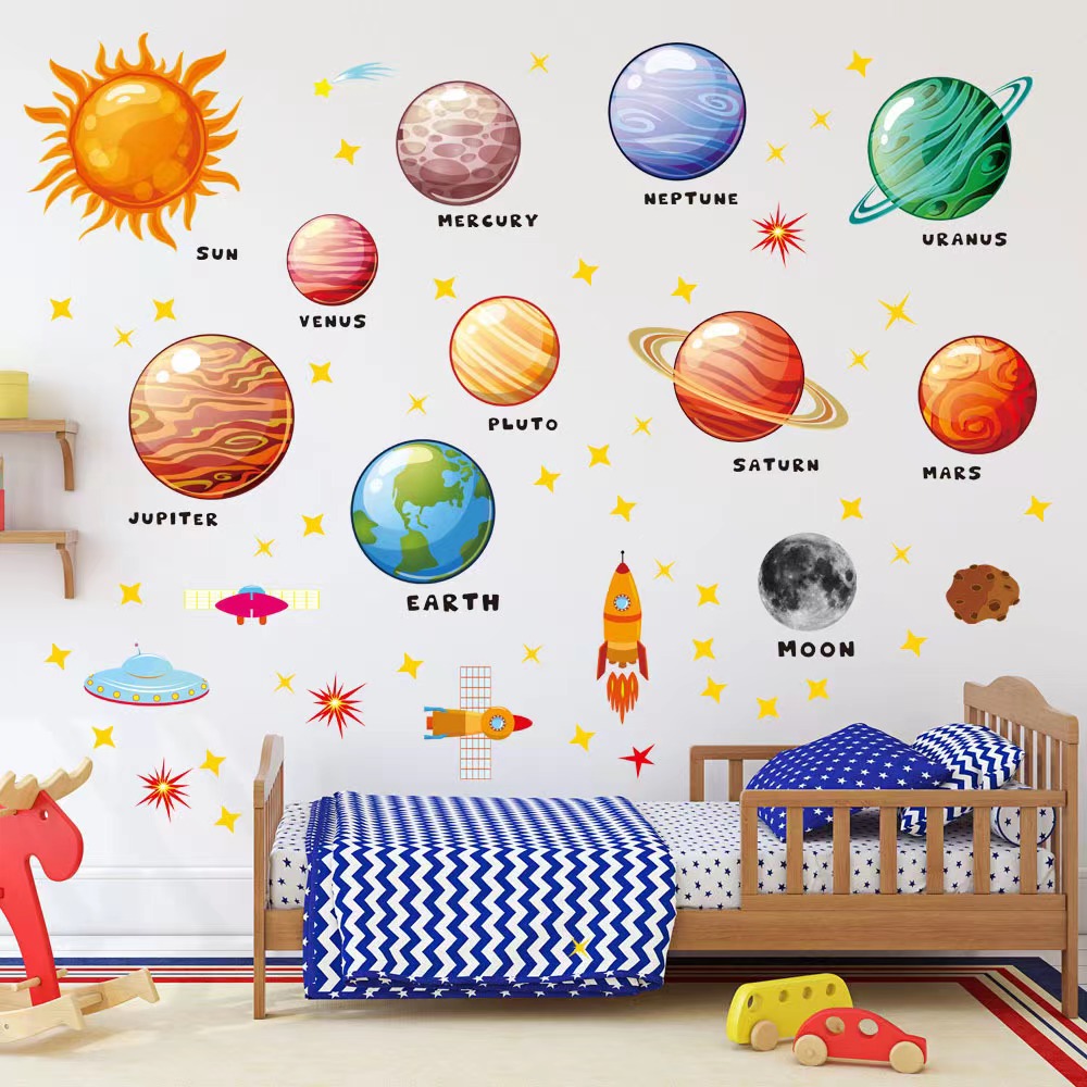 1pc Astronaut Space Wall Sticker Creative Kids Room Background Wall  Decoration Pvc Graffiti Sticker | High-quality & Affordable | Temu