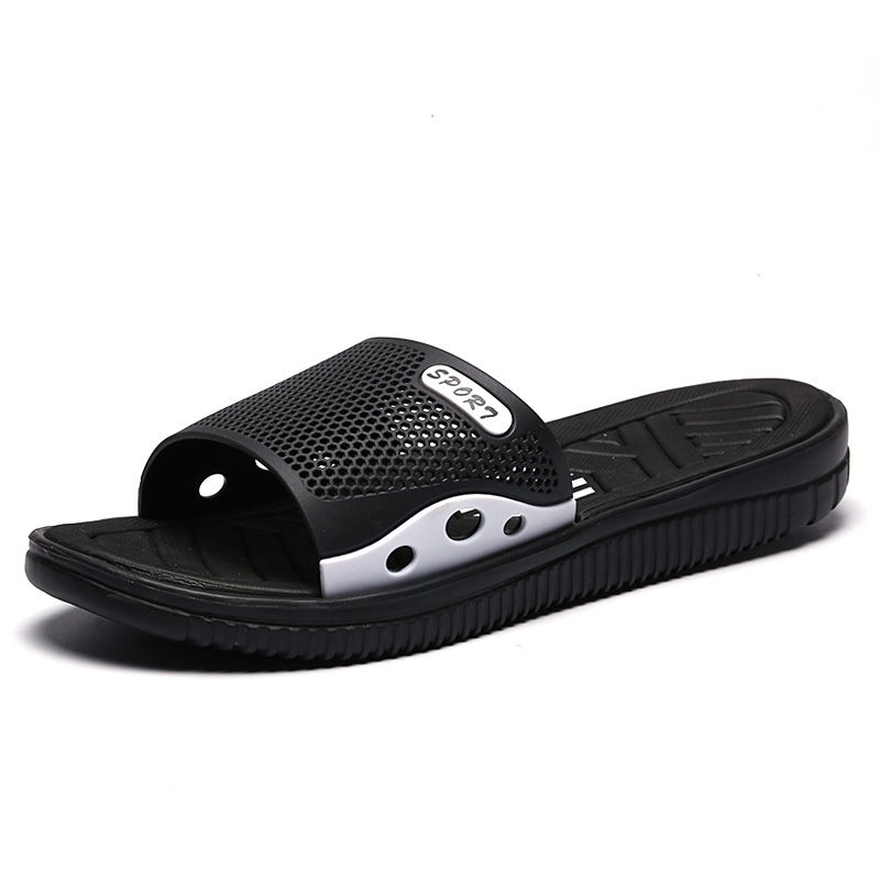 Men's Outdoor Simple Fashion Black PVC Polyester Slippers