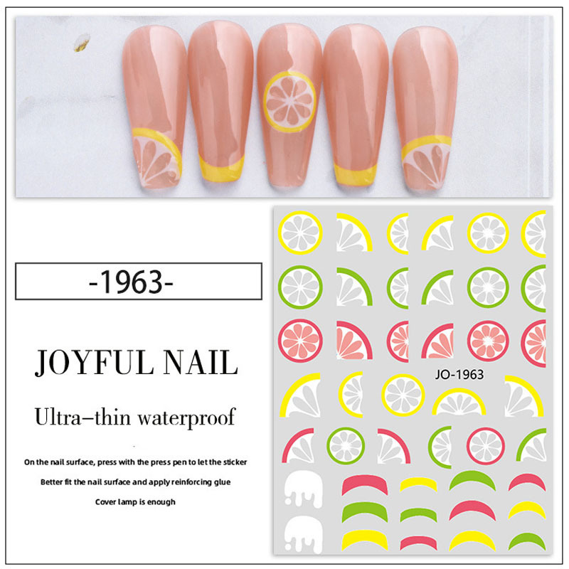 nail stickers 6 sheet nail art summer nail decals for woman kids girls cute and lovely nail stickers details 1