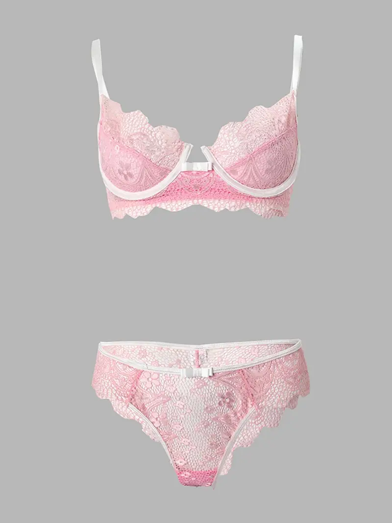 womens lace push up bra panty lingerie set details 0