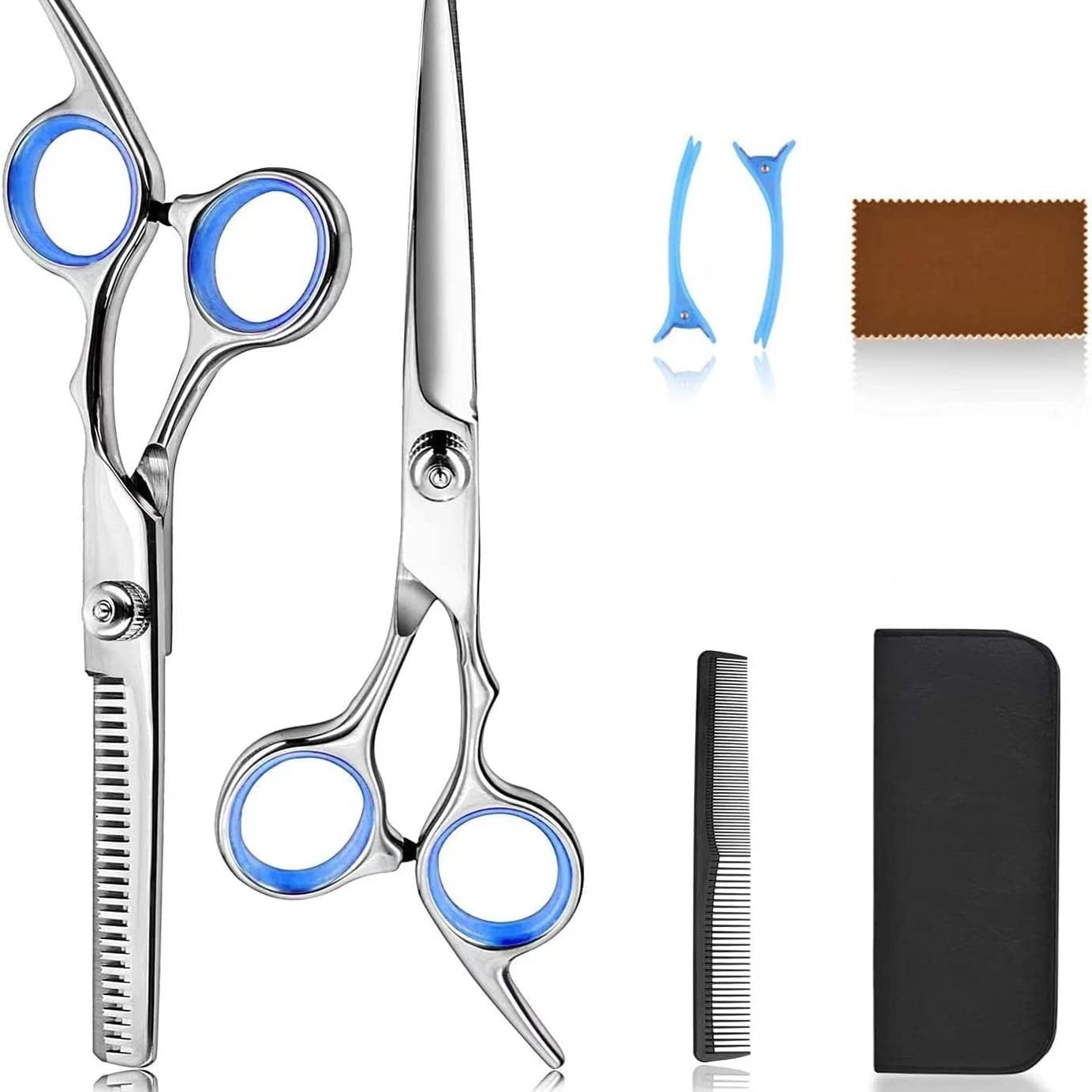 Hair Cutting Scissors Thinning Teeth Shears Trimming Kit Professional Hairdressing Razor Home Hair Cutting Barber Salon Stainless Steel Set With Case