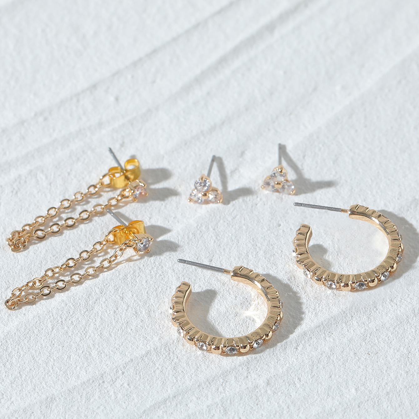 chain earrings 3pairs set women 14k gold plated jewelry Temu