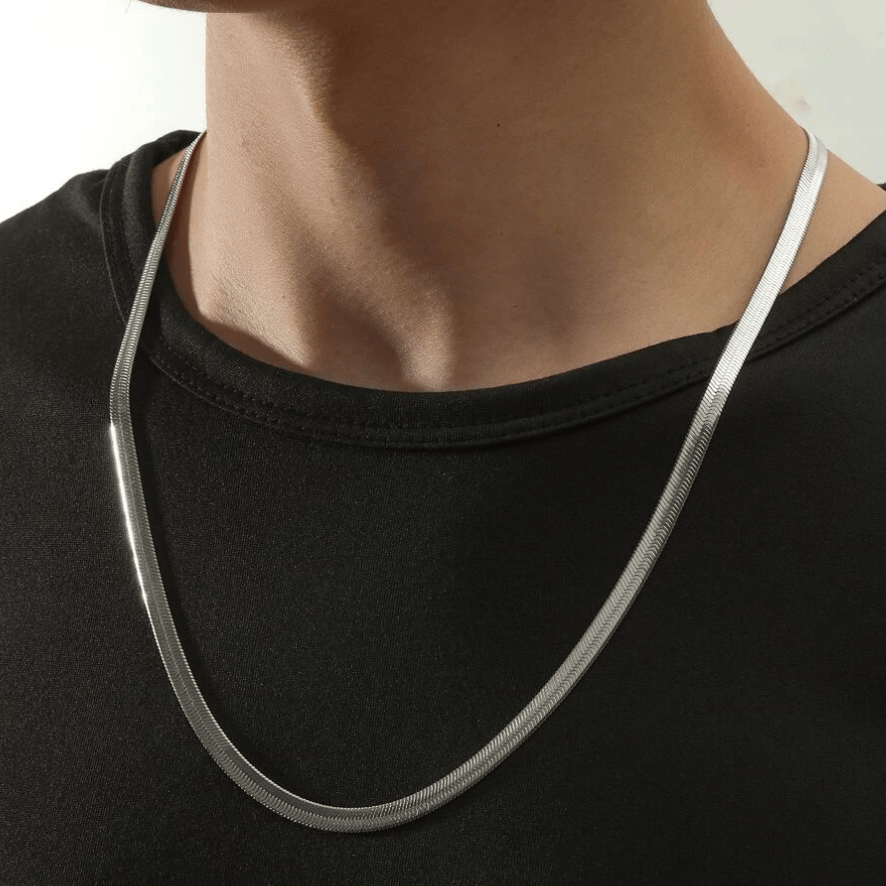 Chain Crew Neck Necklace With Silvered Key Pendant, Retrò Gift