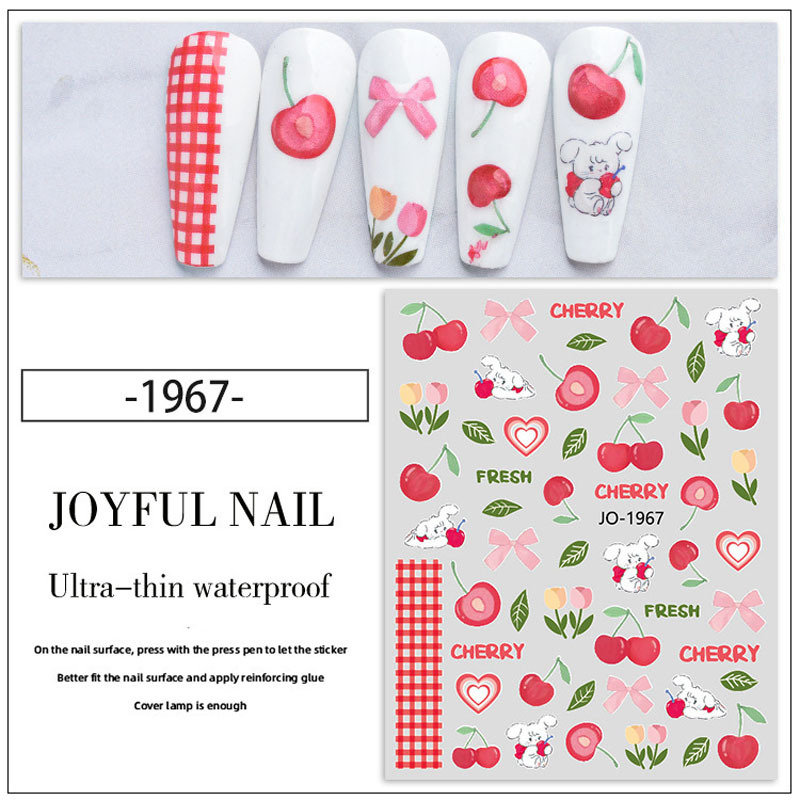 nail stickers 6 sheet nail art summer nail decals for woman kids girls cute and lovely nail stickers details 5