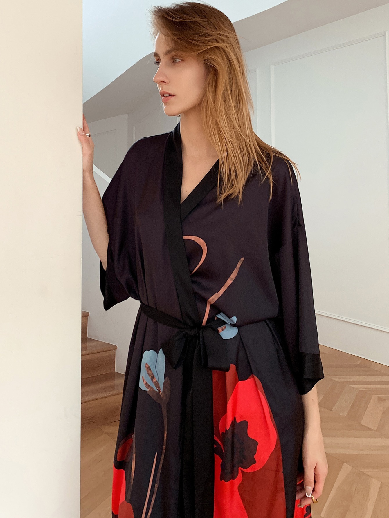 Floral Print Belted Satin Night Robe  Women nightwear dresses, Trendy  dresses, Trendy dress outfits