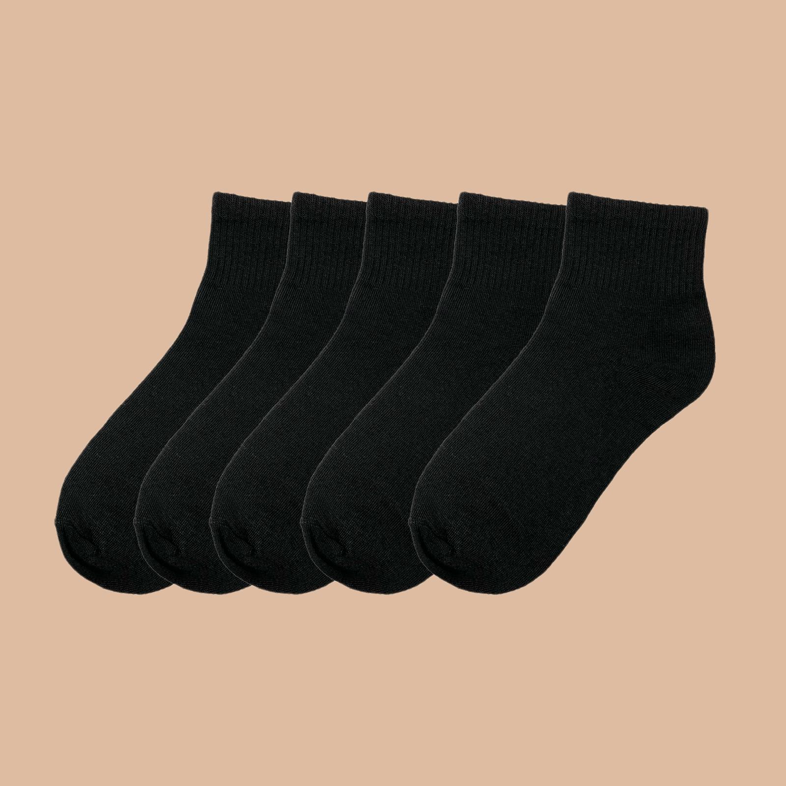 

5 Pairs Women's Black Casual Sporty Ankle Socks