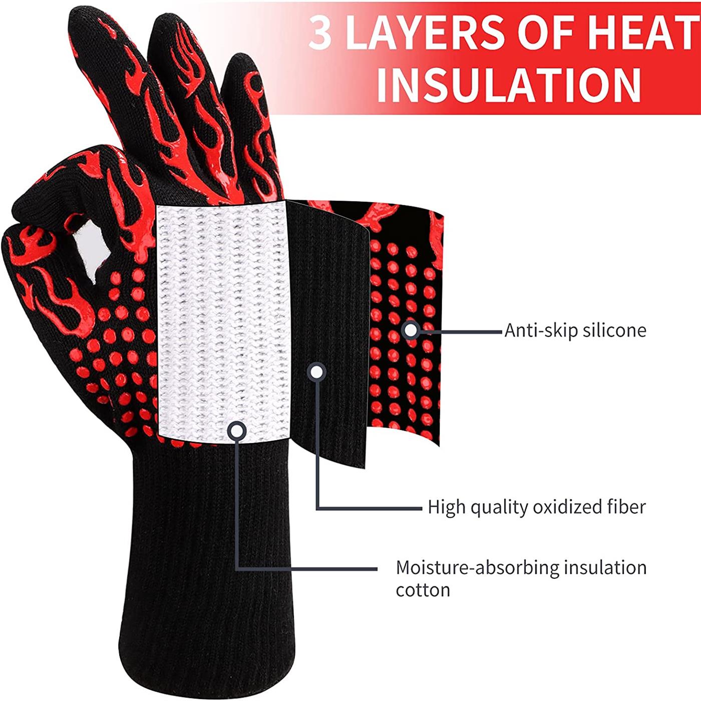 2 guantes de silicona para horno, guantes de horno de silicona resistentes  al calor de 500 °F, guantes de cocina, guantes de horno de silicona con