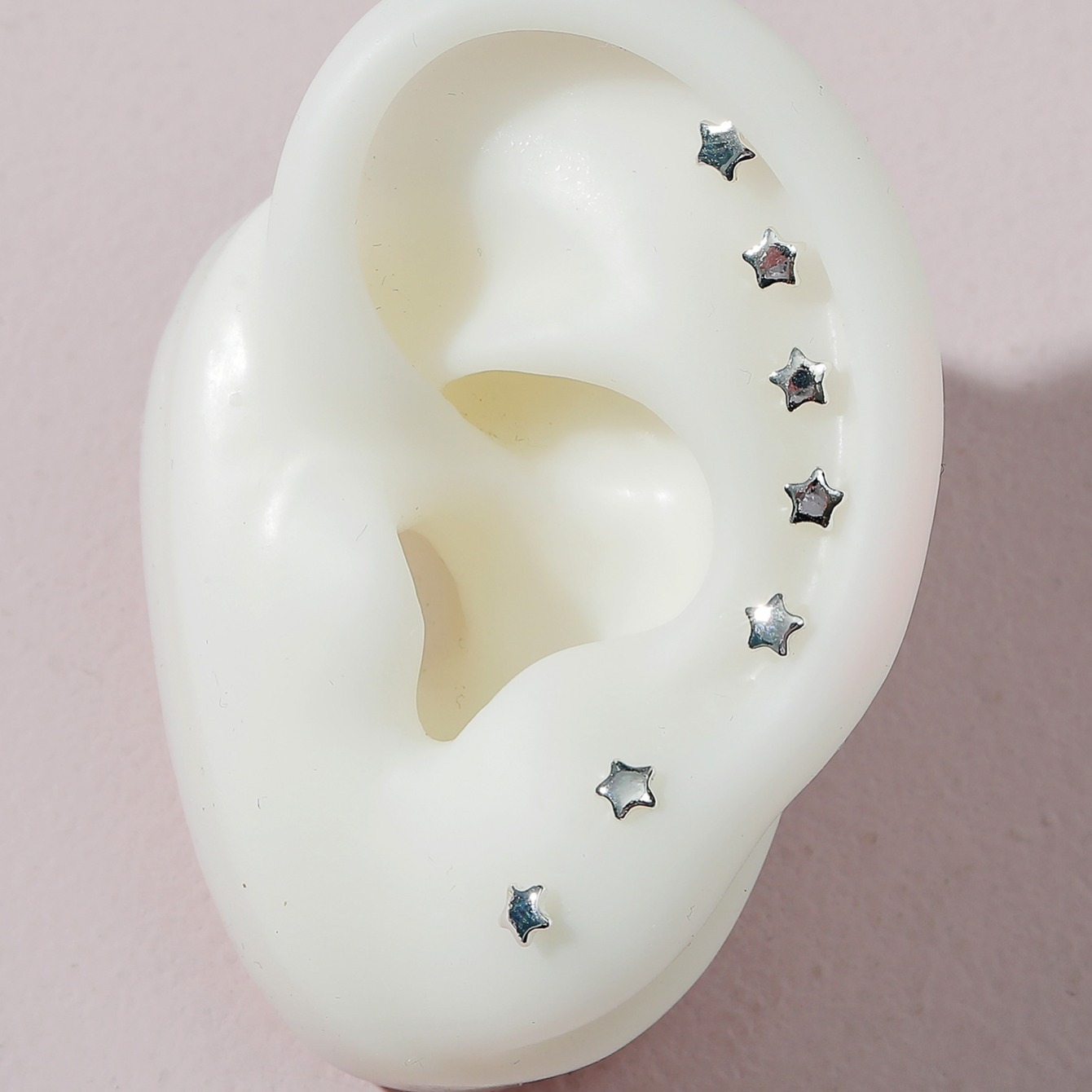 7pcs Star Stud Earrings Set, 14K Plated