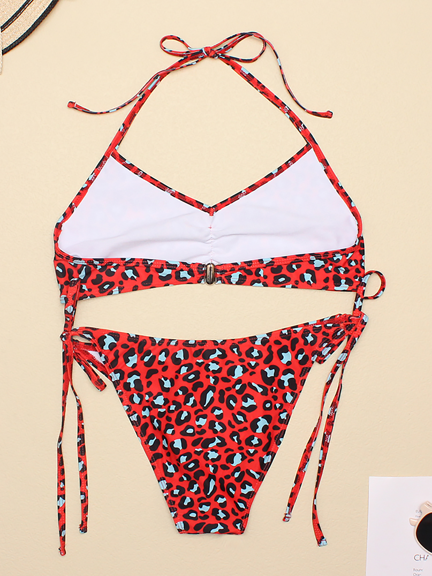 Women's Halter String Tie Side Two Piece Bikini Set Push - Temu