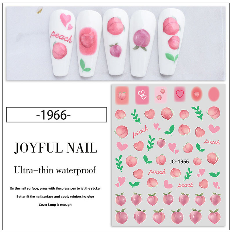 nail stickers 6 sheet nail art summer nail decals for woman kids girls cute and lovely nail stickers details 4