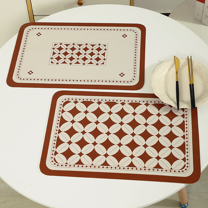 1pc, Leather Pvc Western Placemat, Dining Table Insulation Mat Home