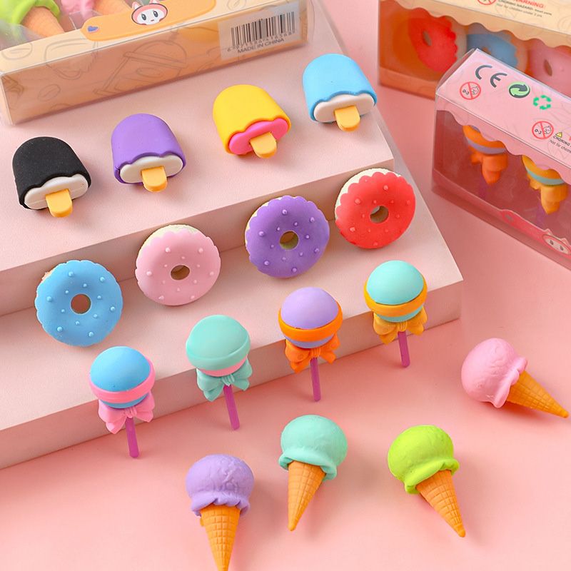 4pcs Cartoon Dessert Eraser - Office Products - Temu