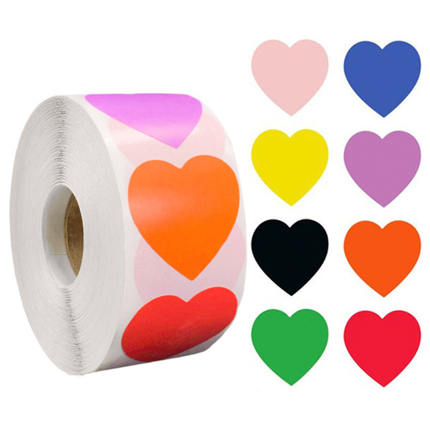 500 Labels Heart Stickers Heart Coding Shape Paper - Temu