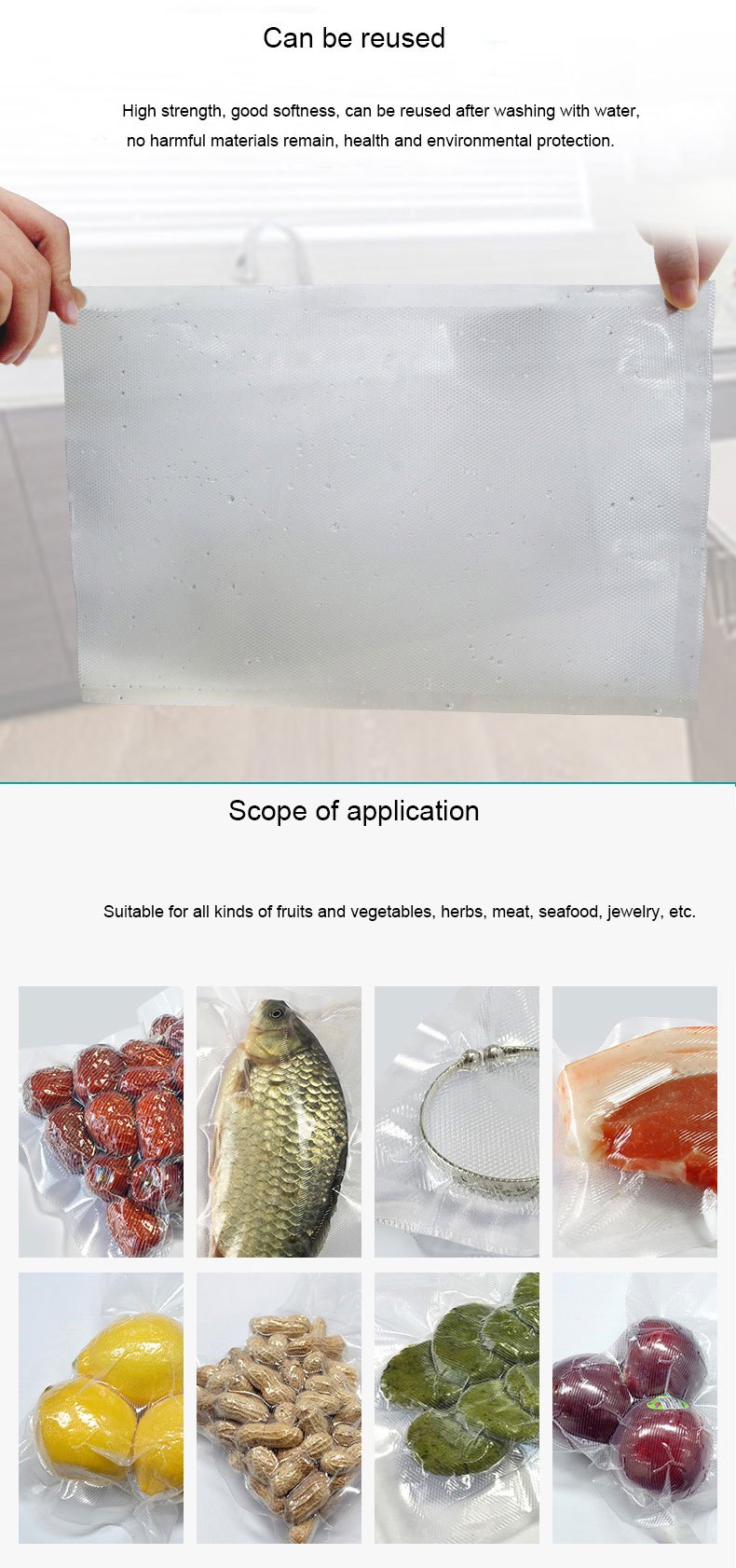 Kitchen Food Vacuum Bag Storage Bags For Vacuum Sealer Vacuum Packaging  Rolls 12/15/20/25/28cm*500cm