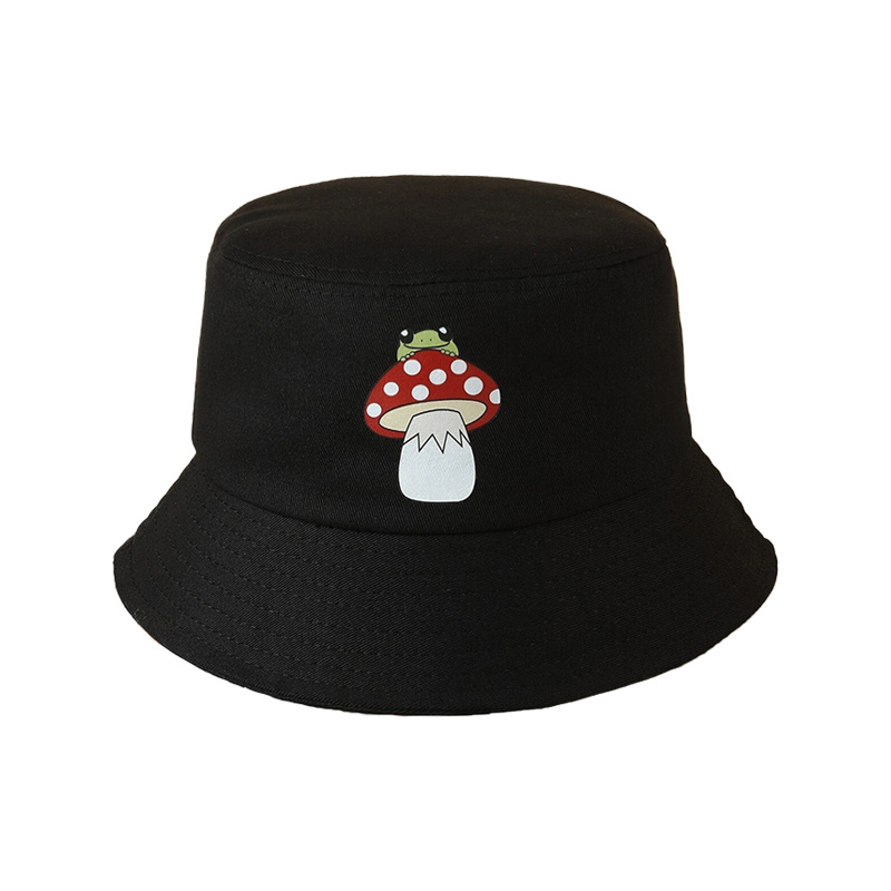 Mushroom Frog Bucket Hat Solid Print Beach Sun Hat Outdoor Lightweight Travel