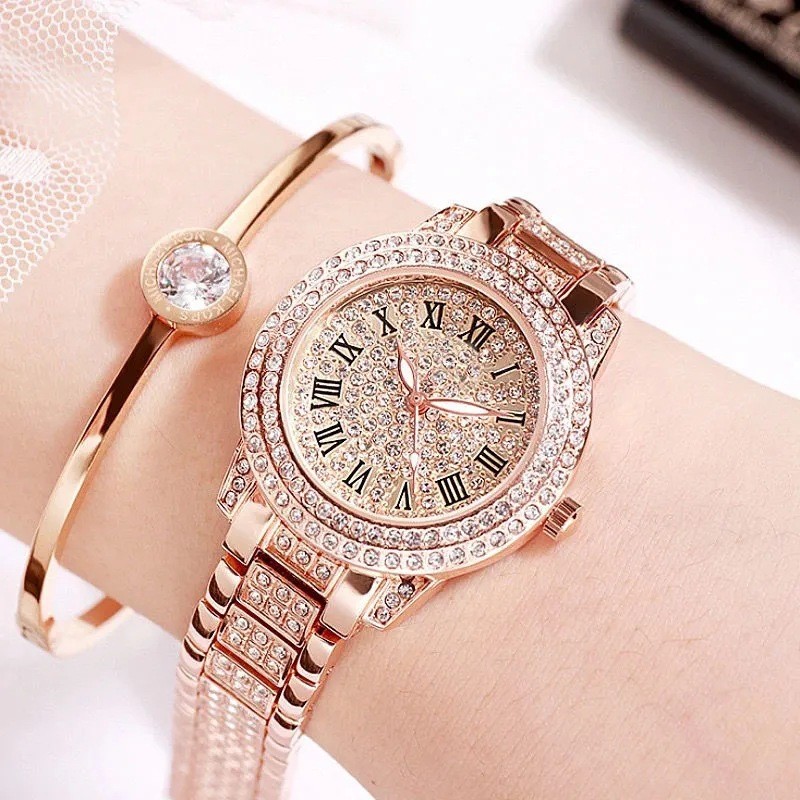 Reloj Para Mujer Pulsera De Acero Inoxidable Con Esfera De Diamantes De  Cristal