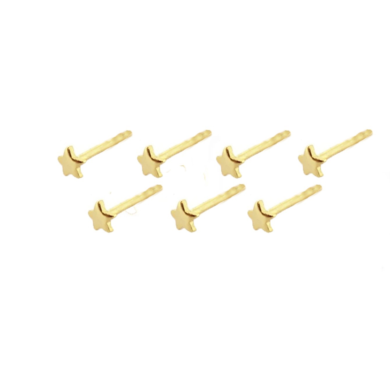 7pcs Star Stud Earrings Set, 14K Plated