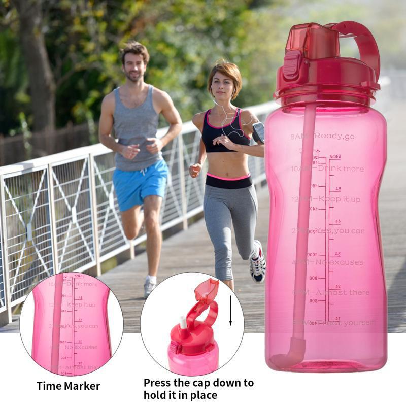 Botella De Agua Motivacional De 64 Oz De Galón Con Pajita A Prueba De Fugas  Tritan BPA Libre Fitness Gimnasio Al Aire Libre Jarra Grande 2 Litros De  Agua De 6,43 €