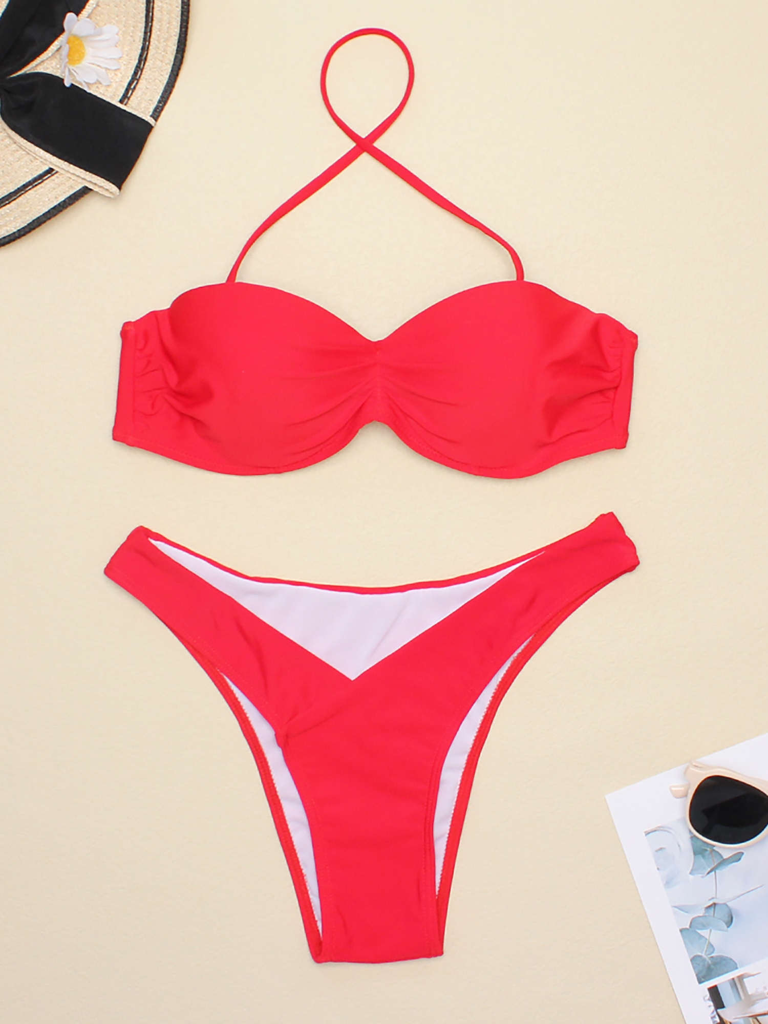 Buy Sherrylily Womens High Waisted Bikini Tie Knot Push up Two Piece  Swimsuits,Red,Medium Online at desertcartZimbabwe