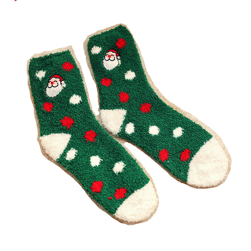 5 Pairs Women Socks Thickened Coral Fleece Christmas Socks Floor