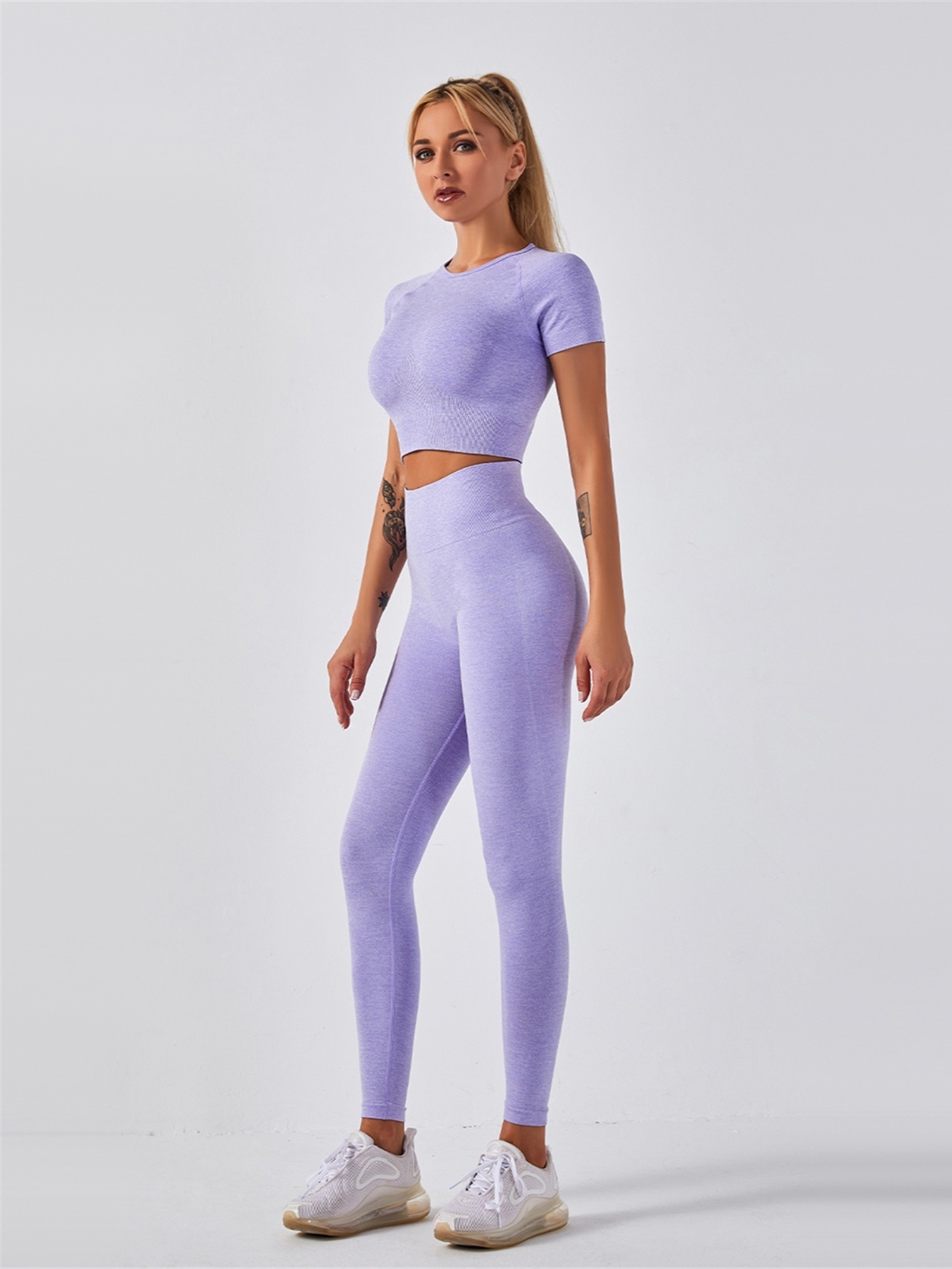 Two piece High performance Seamless Sports Wear Set Short - Temu