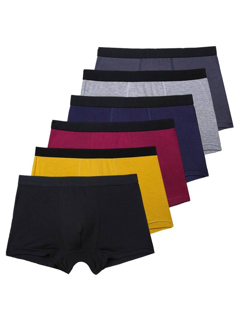6pcs Men's Breathable High Stretch Solid Boxer Briefs Underwear ...
