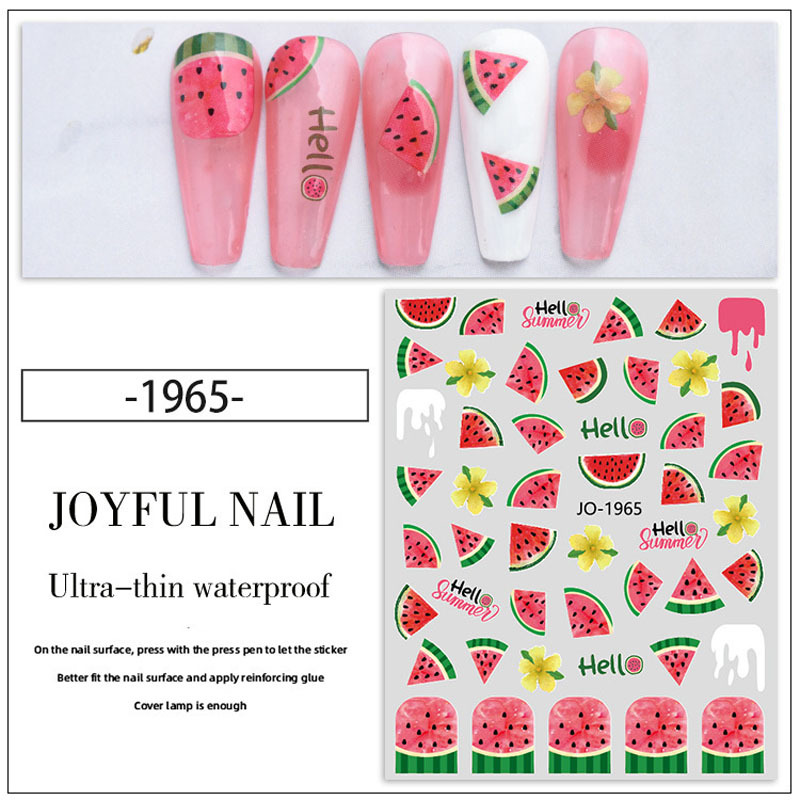 nail stickers 6 sheet nail art summer nail decals for woman kids girls cute and lovely nail stickers details 3