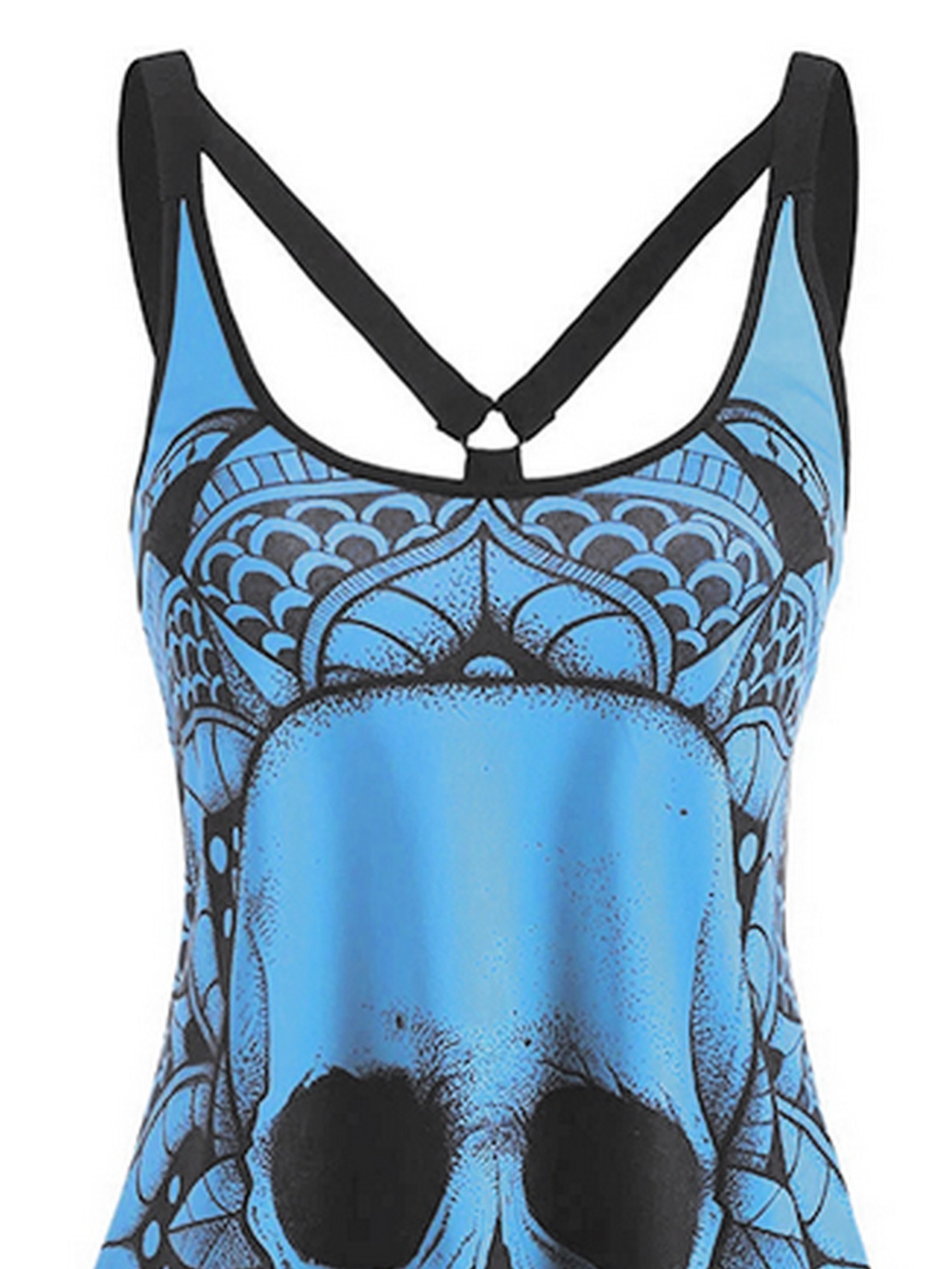 Gothic Fashion Cami Backless Summer Dress Sexy Skull Print Temu