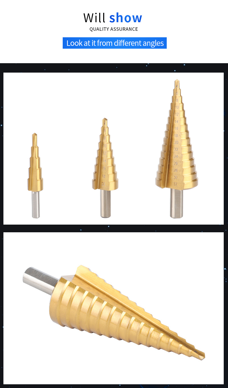 Hss Steel Large Step Drill Cone Drill Titanium Bit Set Step Temu