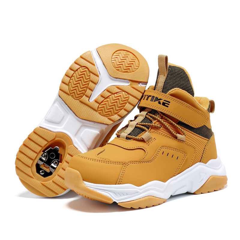 Vitike Children's Shoes Velcro Pu High Top Waterproof Sneakers