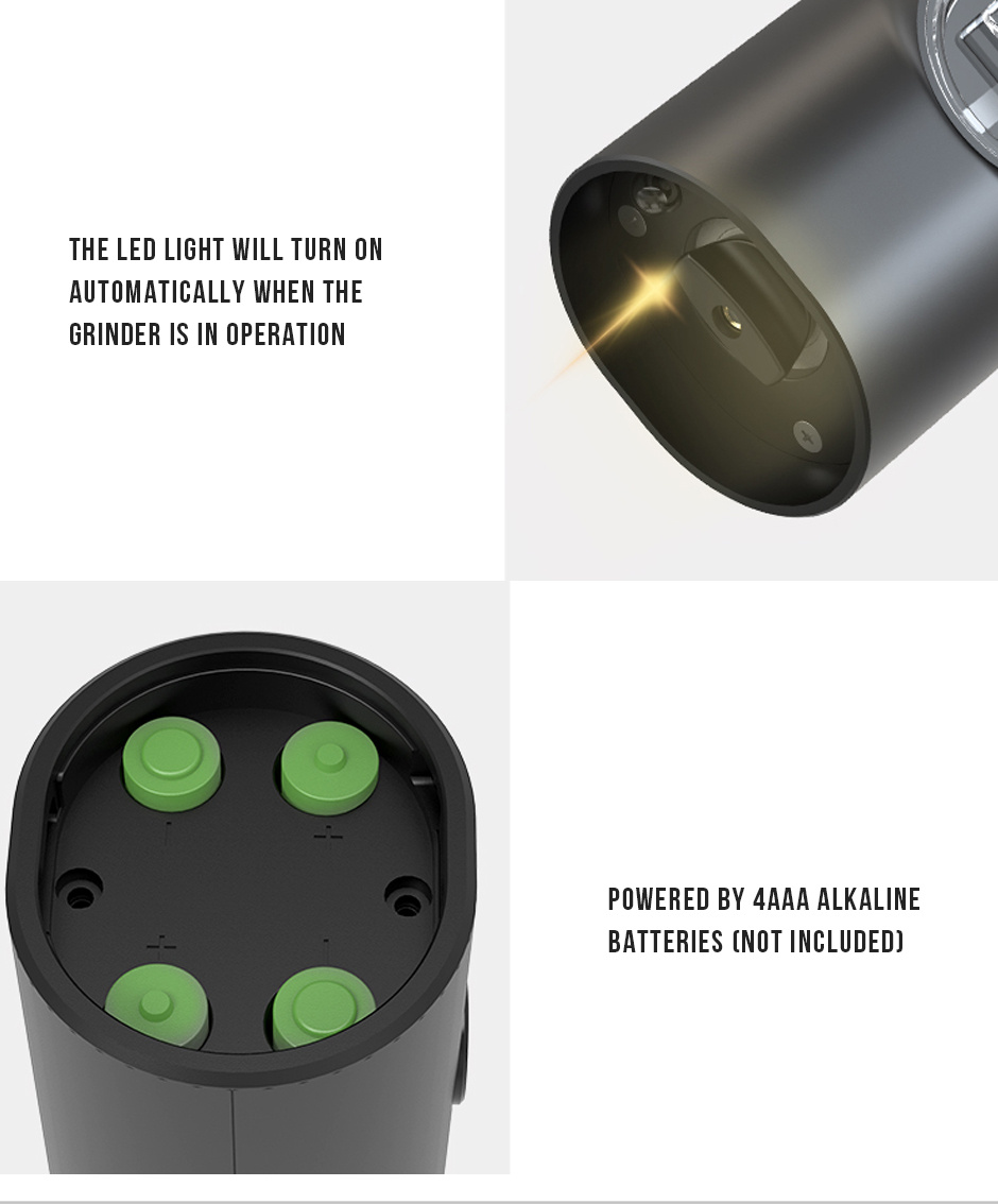 Molinillo de pimienta automático eléctrico con luz LED Grosor ajustable  Molino automático Salero y pimentero con luz LED Especias Molinillo de  especia
