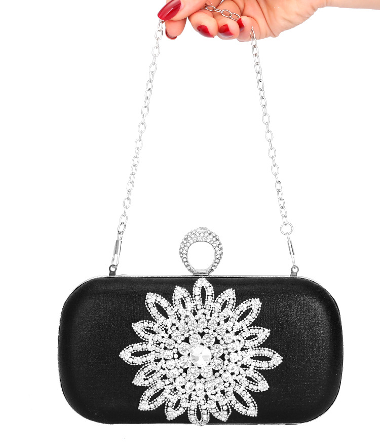 Rhinestone Decor Hand Box Bag, Flower Pattern Clutch Evening Purse, Small  Chain Square Bag For Party - Temu