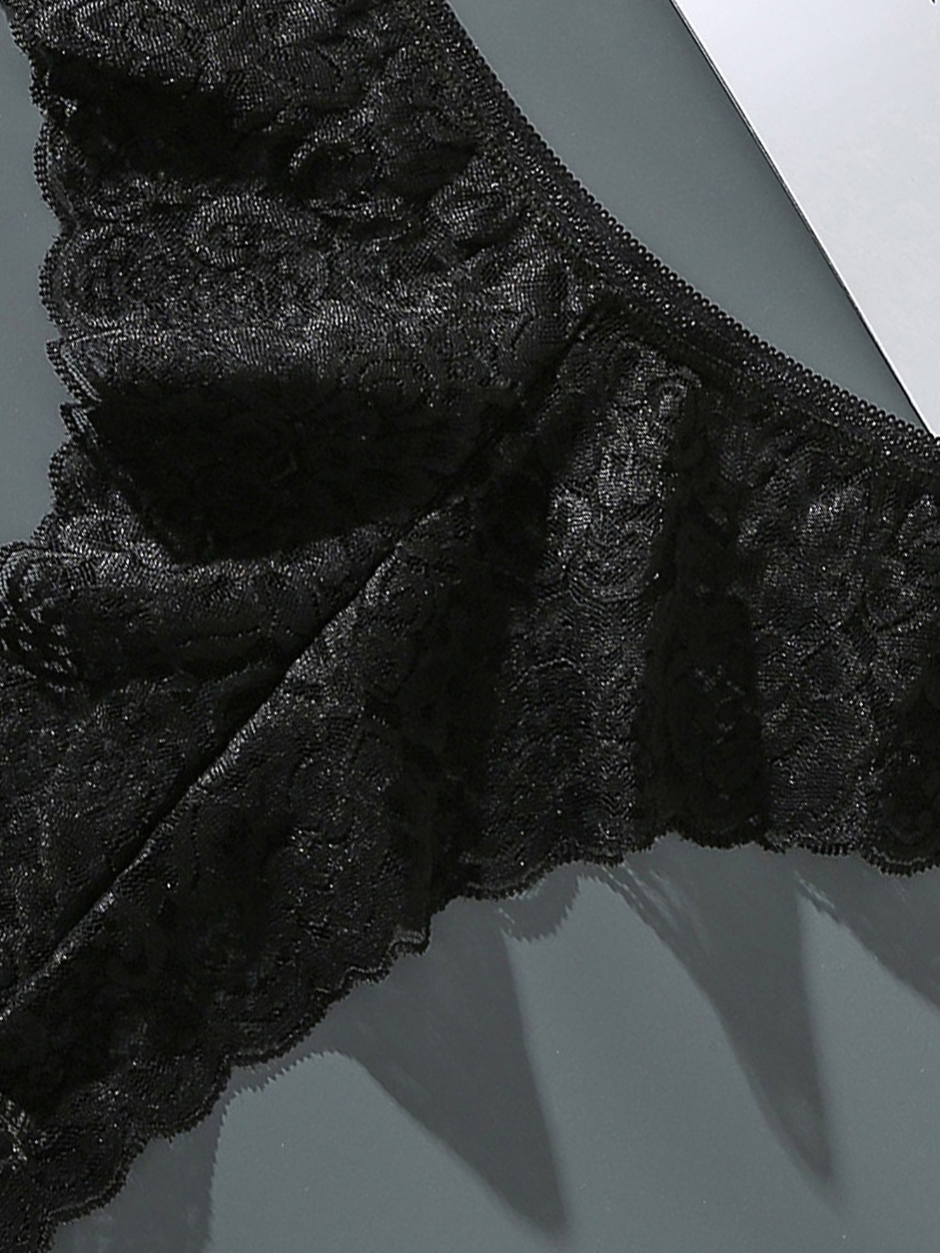 Conjunto de bragas de ropa interior sexy de talla * para mujer, 3 piezas,  conjunto de lencería con tanga de encaje en contraste