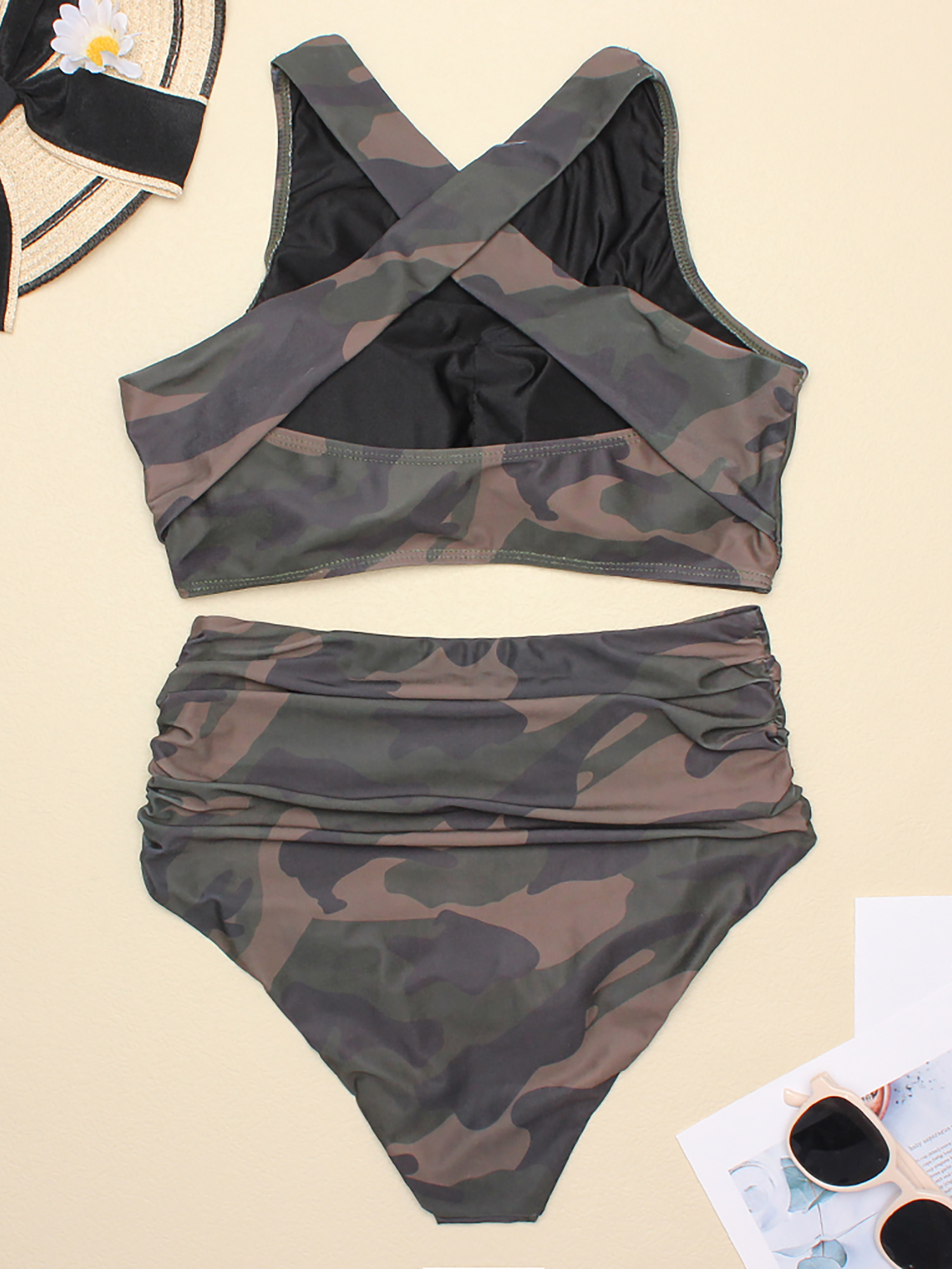  Women's Army Green 2 Piece Plus Size High Waisted Tummy Control Swimwear  Swimsuit Sets XL 14 : Clothing, Shoes & Jewelry
