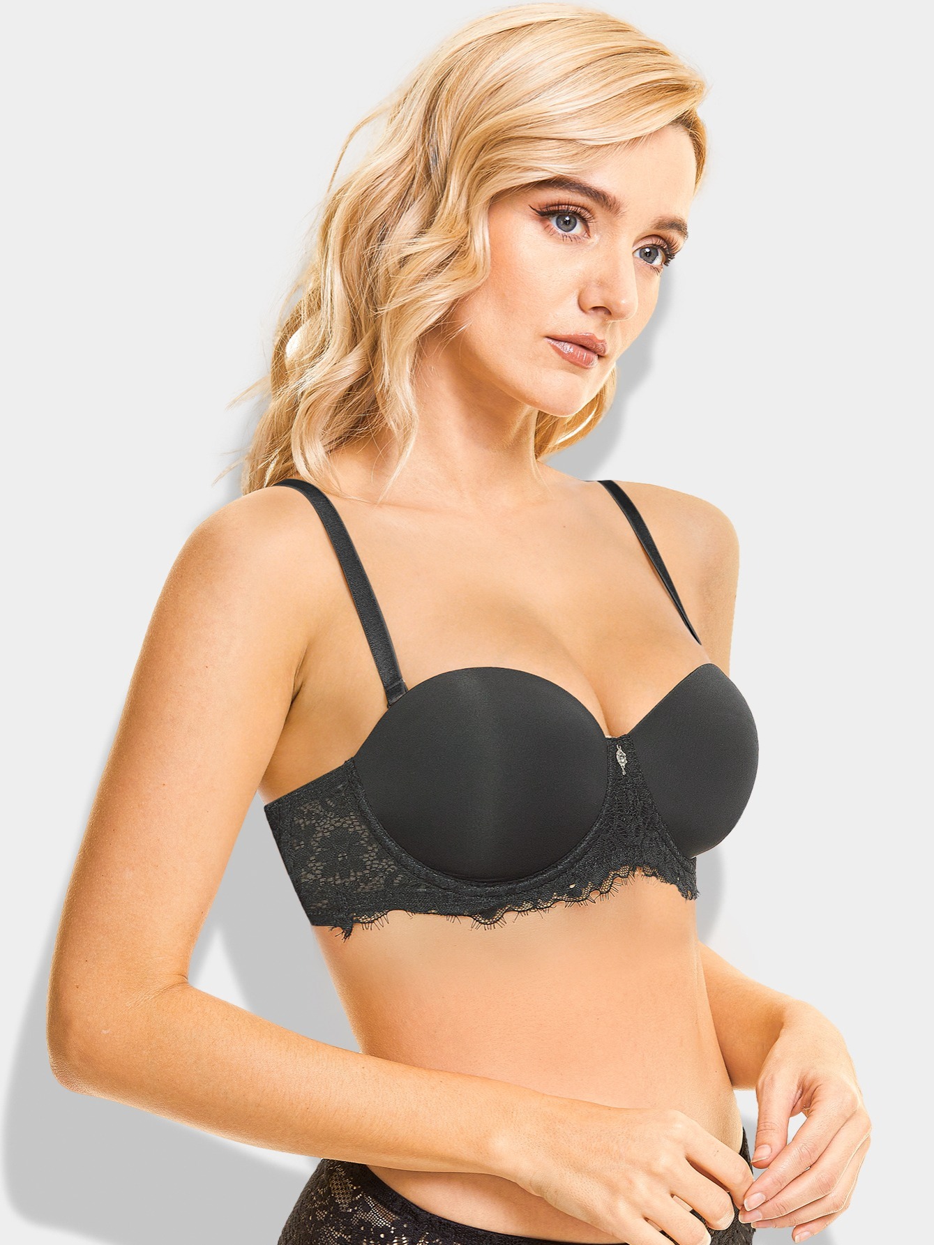Women's Strapless Push Up Bra Full Coverage Padded Underwire Adjustable  Multiway Bandeau Bras