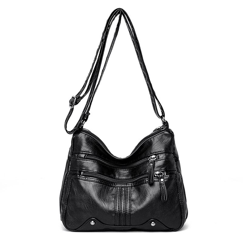 Zipper Shoulder Bag Crossbody Bag Faux Leather Adjustable Strap