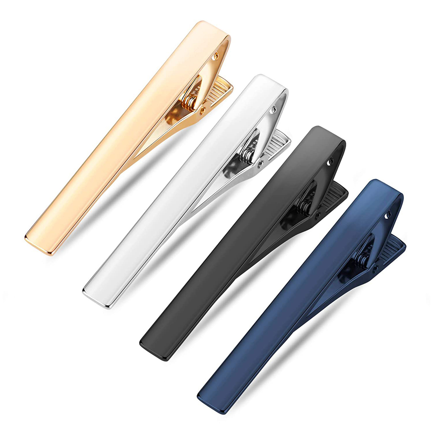 Tie Clips for Men, Black Gold Blue Gray Silver Tie Bar Set for Regular  Ties, Luxury Box Gift Ideas