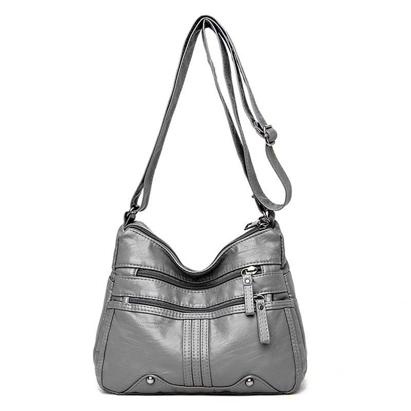 Zipper Shoulder Bag Crossbody Bag Faux Leather Adjustable Strap
